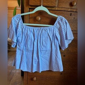 Express Blue and White Striped Blouse